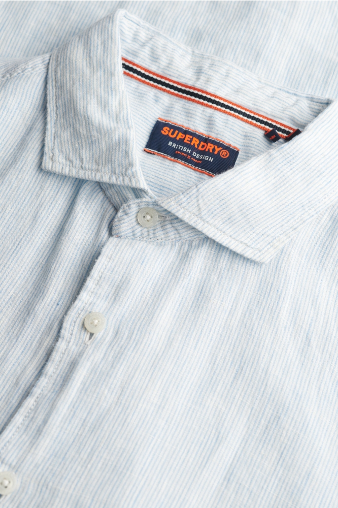 VACATION LINEN S S SHIRT M4010937A SKY BLUE TICKING LINEN